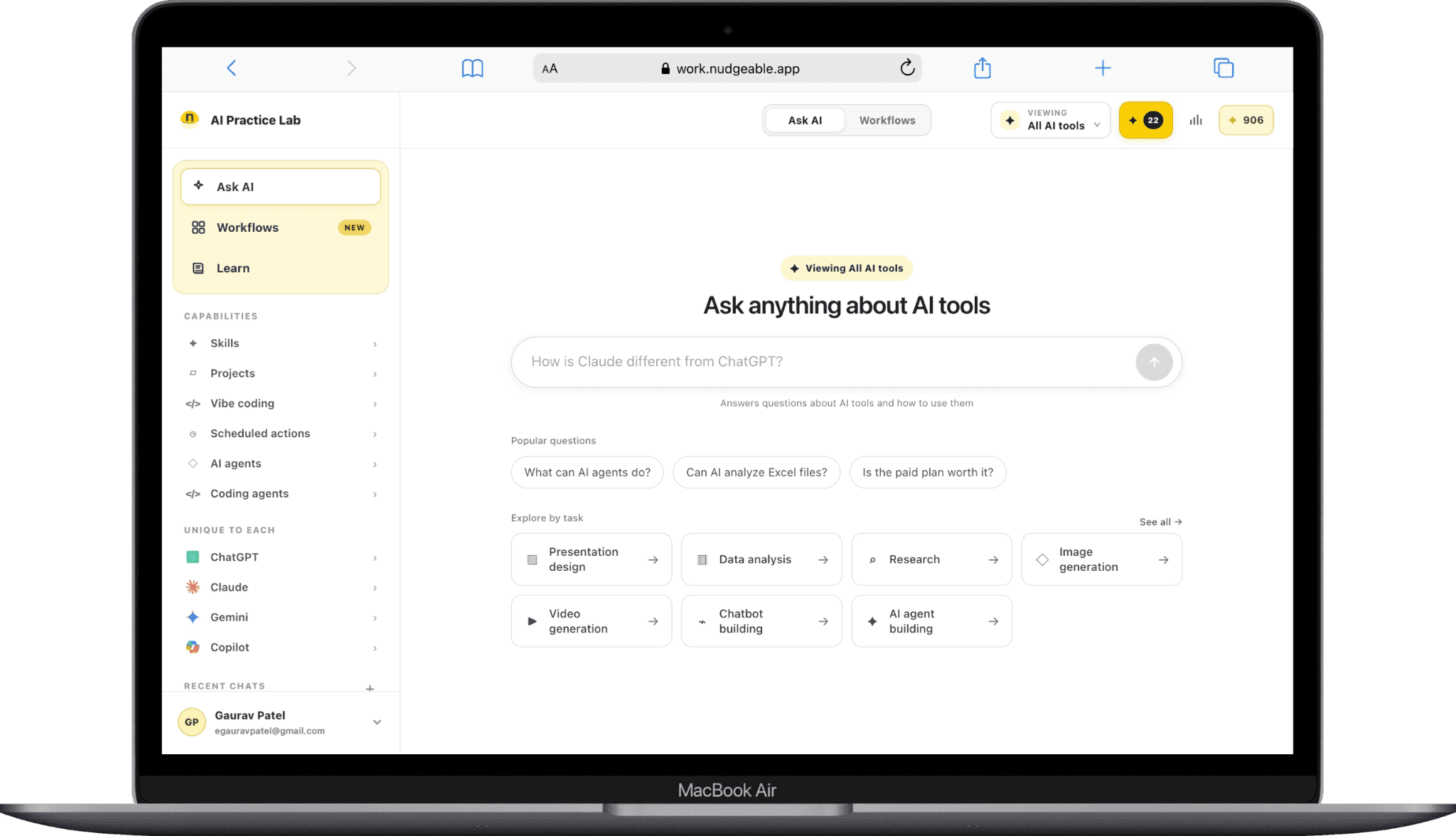 AI Practice Lab product screenshot