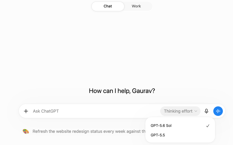 Screenshot of the standard ChatGPT chat screen