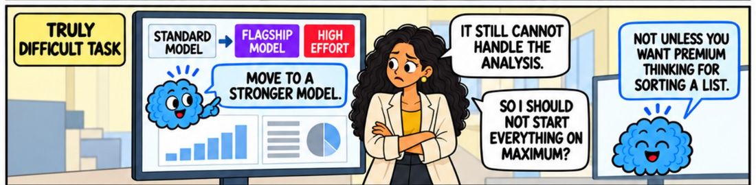 Comic panel: only then move up a model
