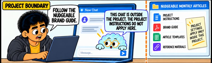 Comic panel: the project boundary