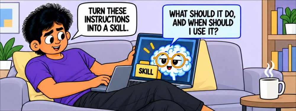 Comic panel: turn these instructions into a skill