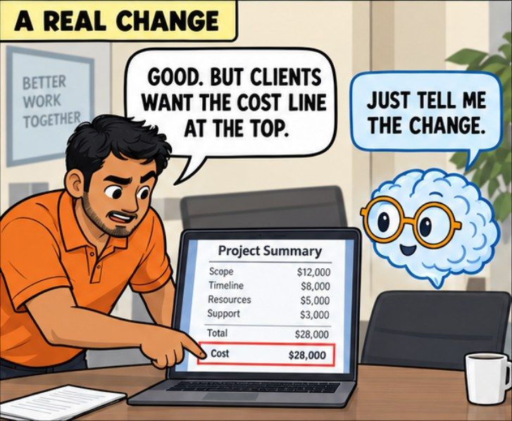 Comic panel: a real change comes in