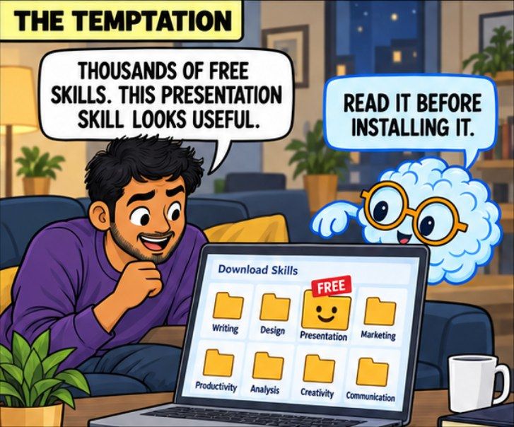 Comic panel: thousands of free skills