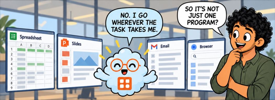 Comic panel: it goes wherever the task takes it