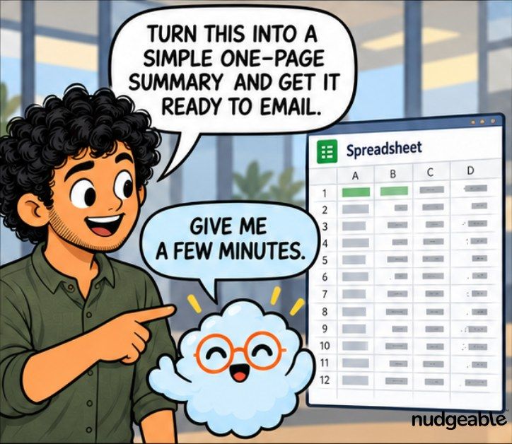 Comic panel: turn this into a one page summary