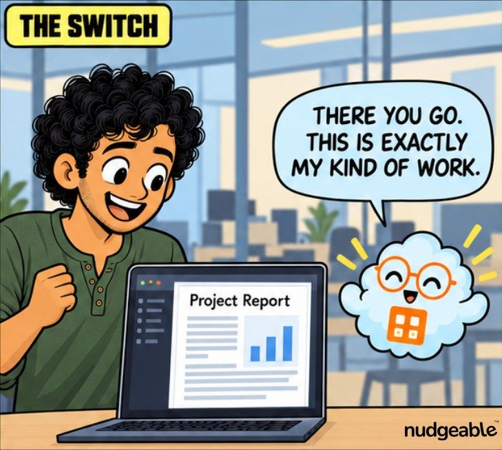 Comic panel: switching to the right tool
