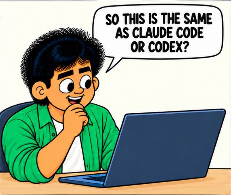 Comic panel: is this the same as a coding agent